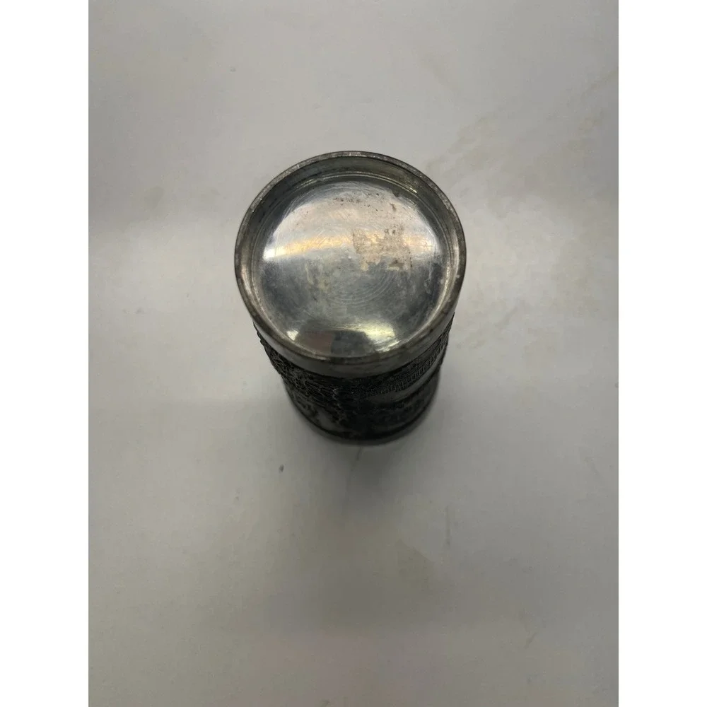 Antique Etched Metal Goblet Cup‎ European Cityscape Scene Collectible Souvenir